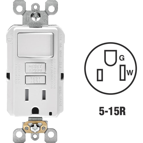Leviton White 15A Self-Test Tamper Resistant GFCI Switch & Outlet Combination With Wallplate