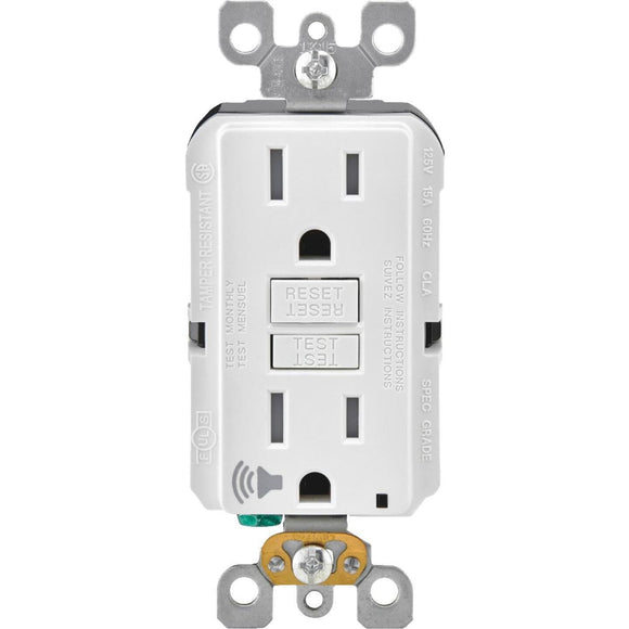 Leviton SmartLockPro Audible Trip Alert 15A White Residential Grade 5-15R Self-Test GFCI Outlet