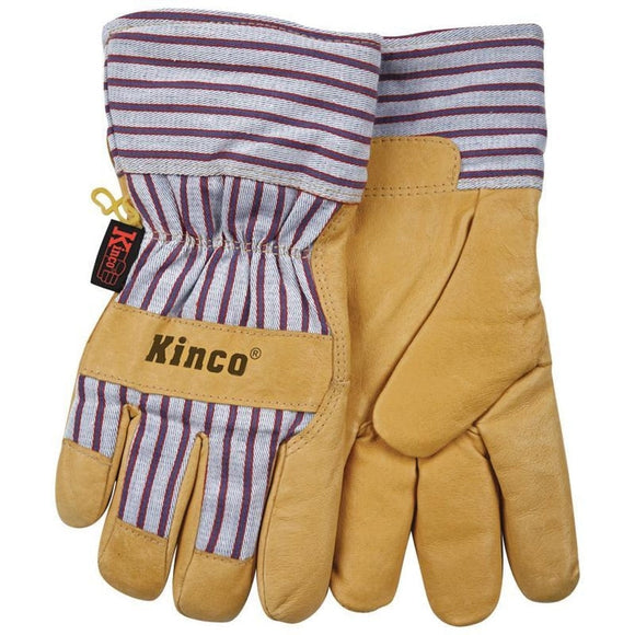 Kinco Lined Grain Pigskin Glove (TAN/BLUE/RED Large)