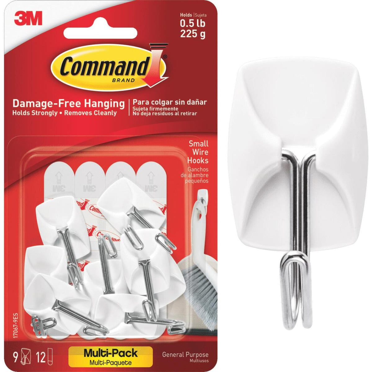 Command 3/4 In. x 1-5/8 In. Wire Adhesive Hook (9 Pack) - Surf
