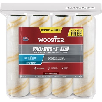 Wooster 0RR8680090 Pro Doo-Z Roller Cover, 3/16x9 ~ 4pk