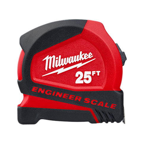 Milwaukee 25ft Compact Tape Measure with Engineer Scale