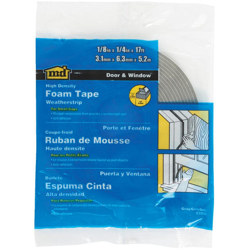 M-D 1/4 W x 1/8 T x 17' L Gray Foam Weatherstrip Tape