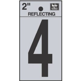 Address Number 4, Reflective Black Vinyl, 2-In.