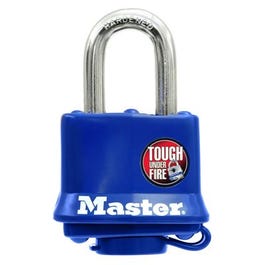 1-1/2 In. Keyed Laminated Padlock, Blue Weatherproof Cover