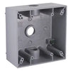 Hubbell Bell 2-Gang Weatherproof Box, Three 1/2 in. Threaded Outlets, Gray (1/2)