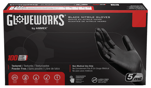 Ammex GlovePlus Black Nitrile Industrial Powder-Free 5 Mil Disposable Gloves (100 Pack) (1)
