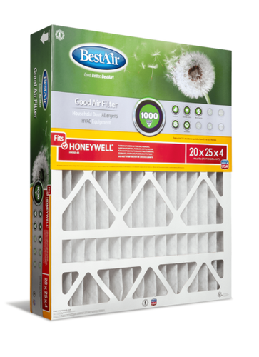 BestAir® 20 x 25 x 4, Air Cleaning Furnace Filter, MERV 8, Removes Allergens & Contaminants, For Honeywell Models (20 x 25 x 4)