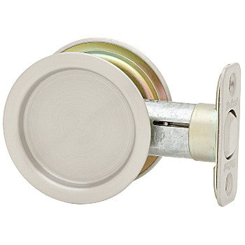 Kwikset 93340-003 Round Pocket Door Handle, Satin Nickel Finish