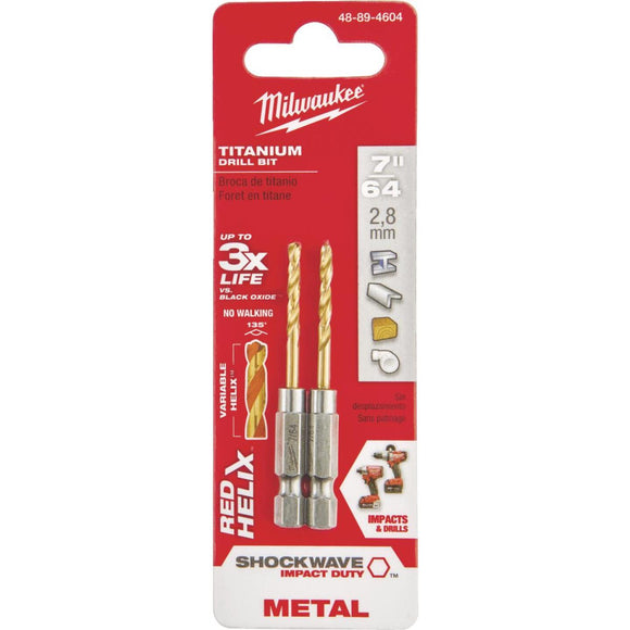 Milwaukee Shockwave Impact Duty 7/64 In. Titanium Hex Shank Drill Bit